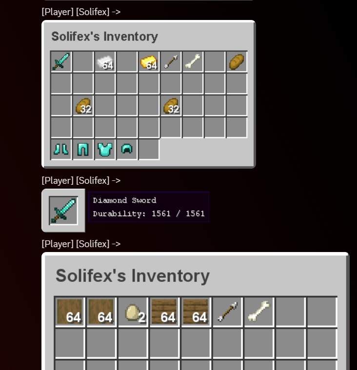 Interactive chat - item and inventory sharing